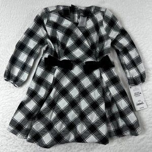 Cater's Baby Girl's Black White Checked Dress Two Bows  Sz 12M. Bloomers